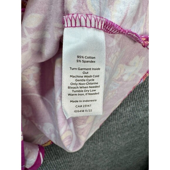 Talbots ‘The Talbots Tee’ Shirt Womens 2X Pink Paisley V-Neck Short Sleeve Top - Picture 5 of 7